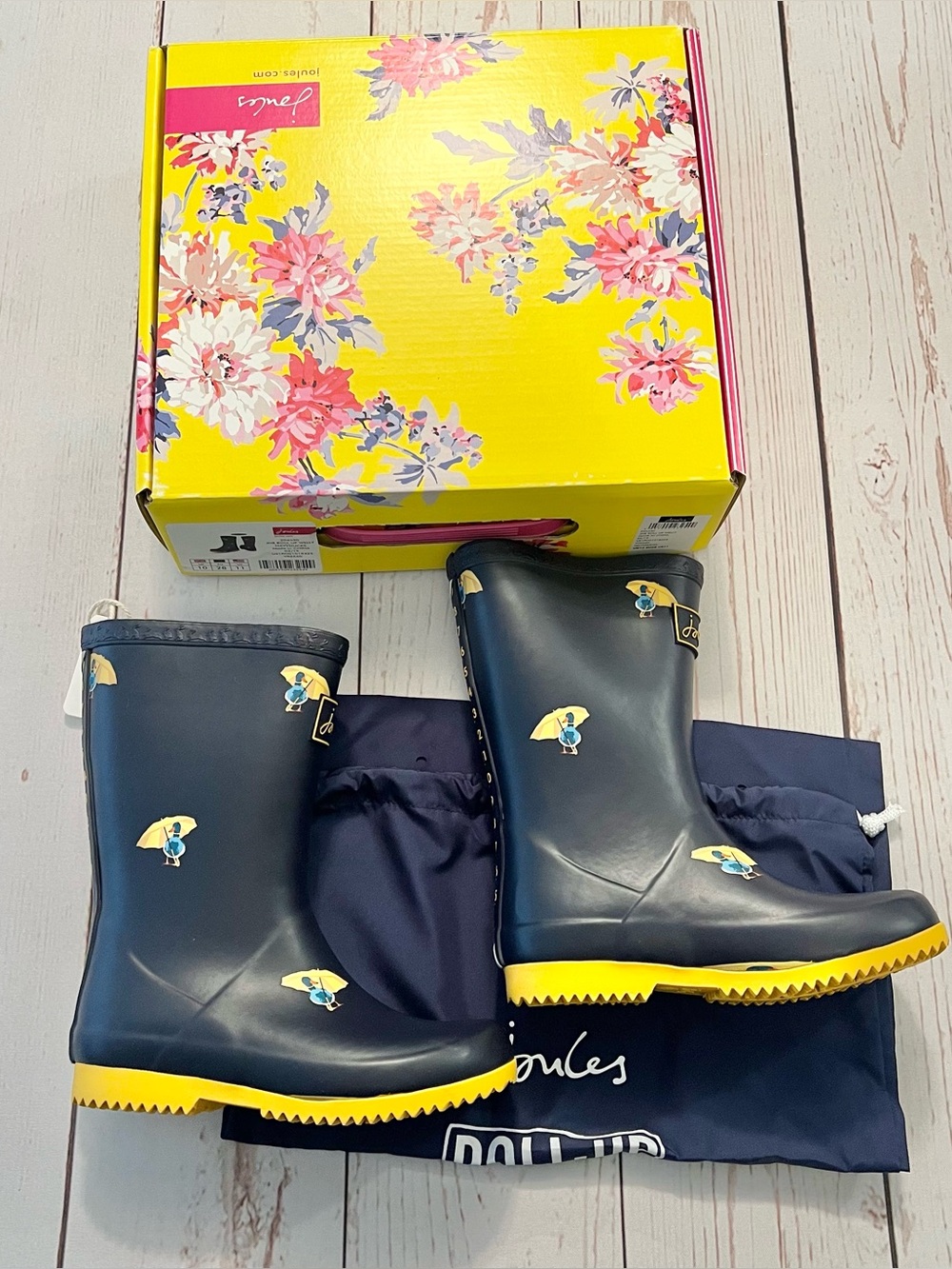 NIB - Joules - Junior Navy Duck Roll Up Wellies